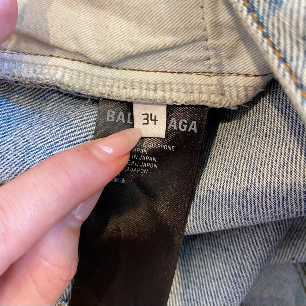 Balenciaga Distressed Ripped Logo Blue Jeans 2020 Size 34